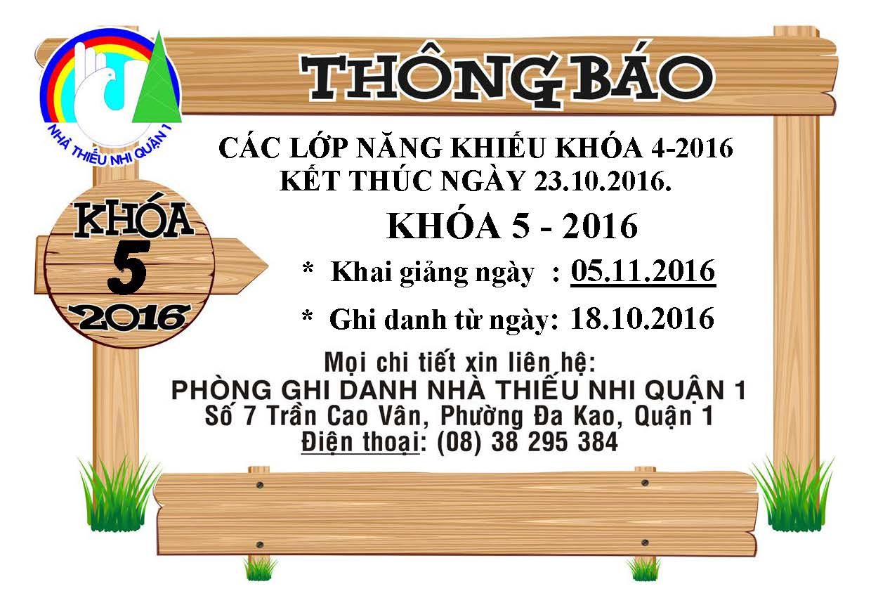 Thông Báo - Năng Khiếu Khóa 4 - Năm 2016 - NTNQ1